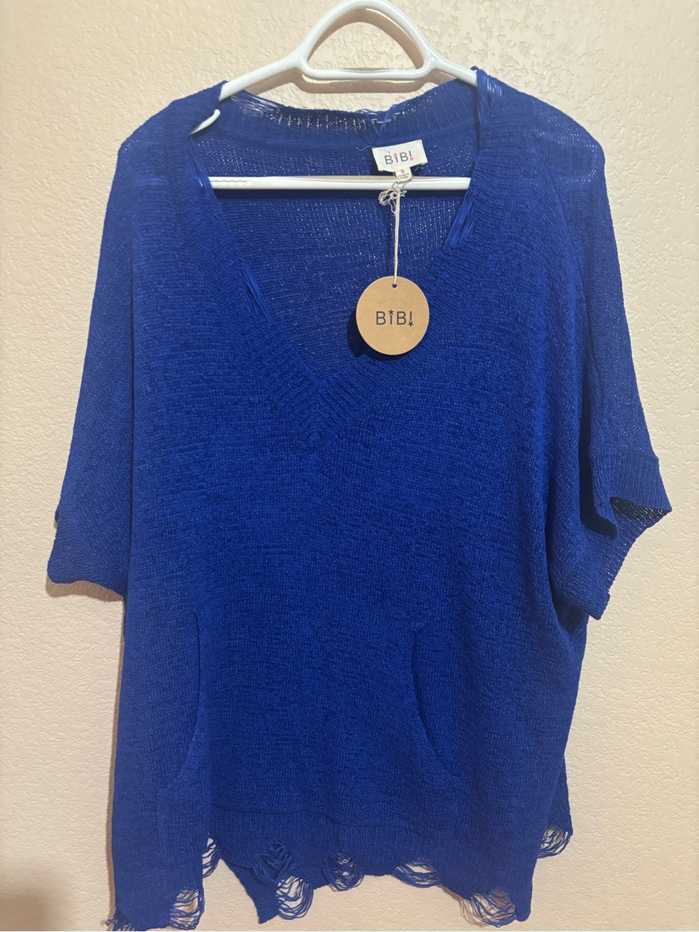 BiBi Cobalt Blue V-Neck Knit Pullover